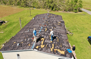Investigators inspect roof