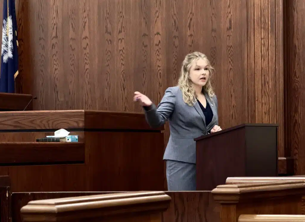 Assistant Solicitor Monica Main makes her closing argument to the jury in the trial of James Etheridge Jones Jr. Jones was convicted of first- and third-degree criminal sexual conduct with a minor on Aug. 26, 2025.
