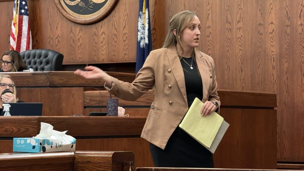 Alexa Casavecchia makes her closing argument in the trial of Denardis Mitchell.