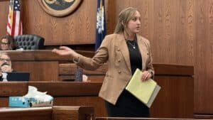 Alexa Casavecchia makes her closing argument in the trial of Denardis Mitchell.